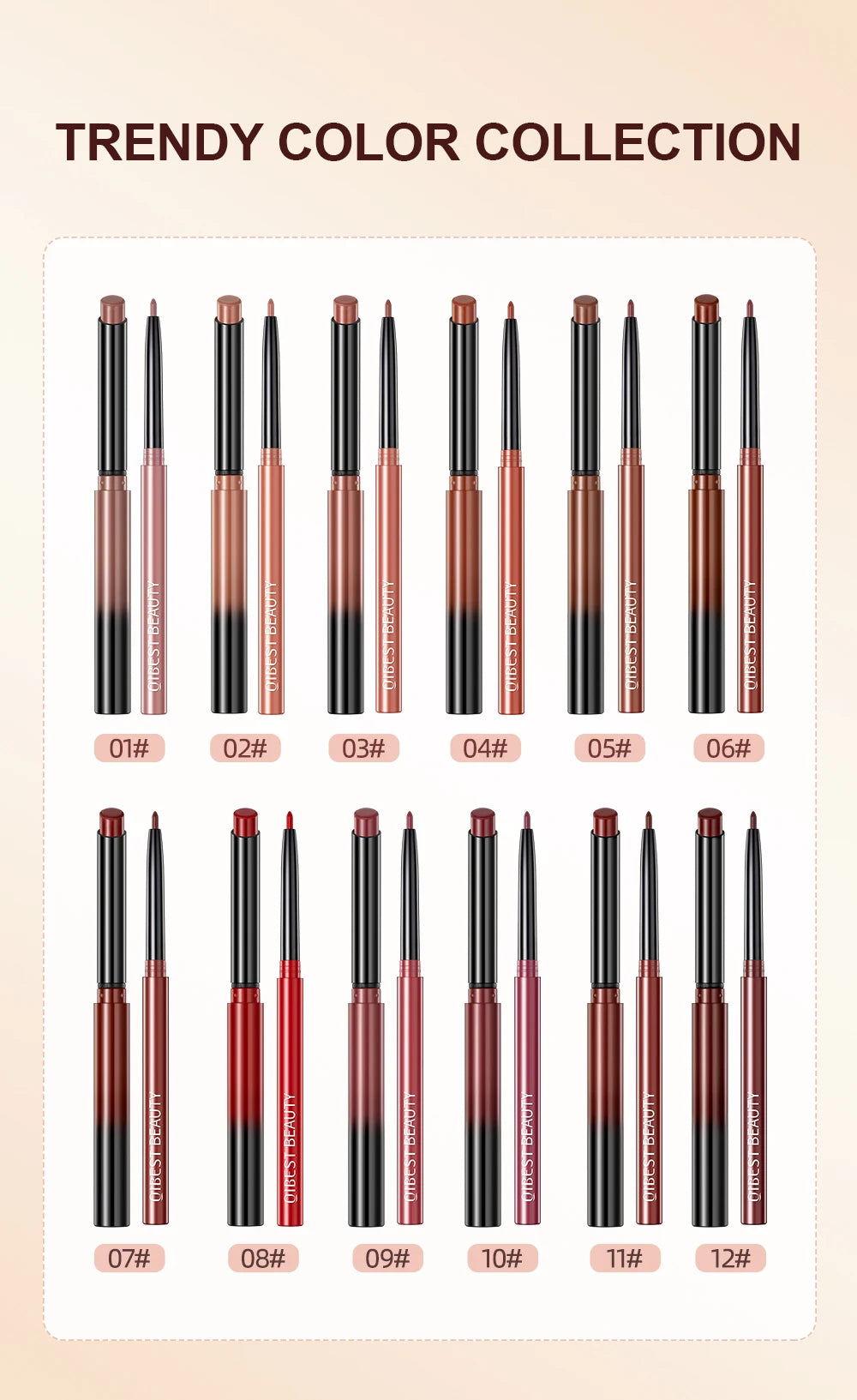 Lipstick/Lipliner 12 Coloros